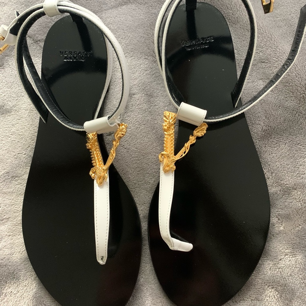 Versace Black and Gold Women's Sandals
